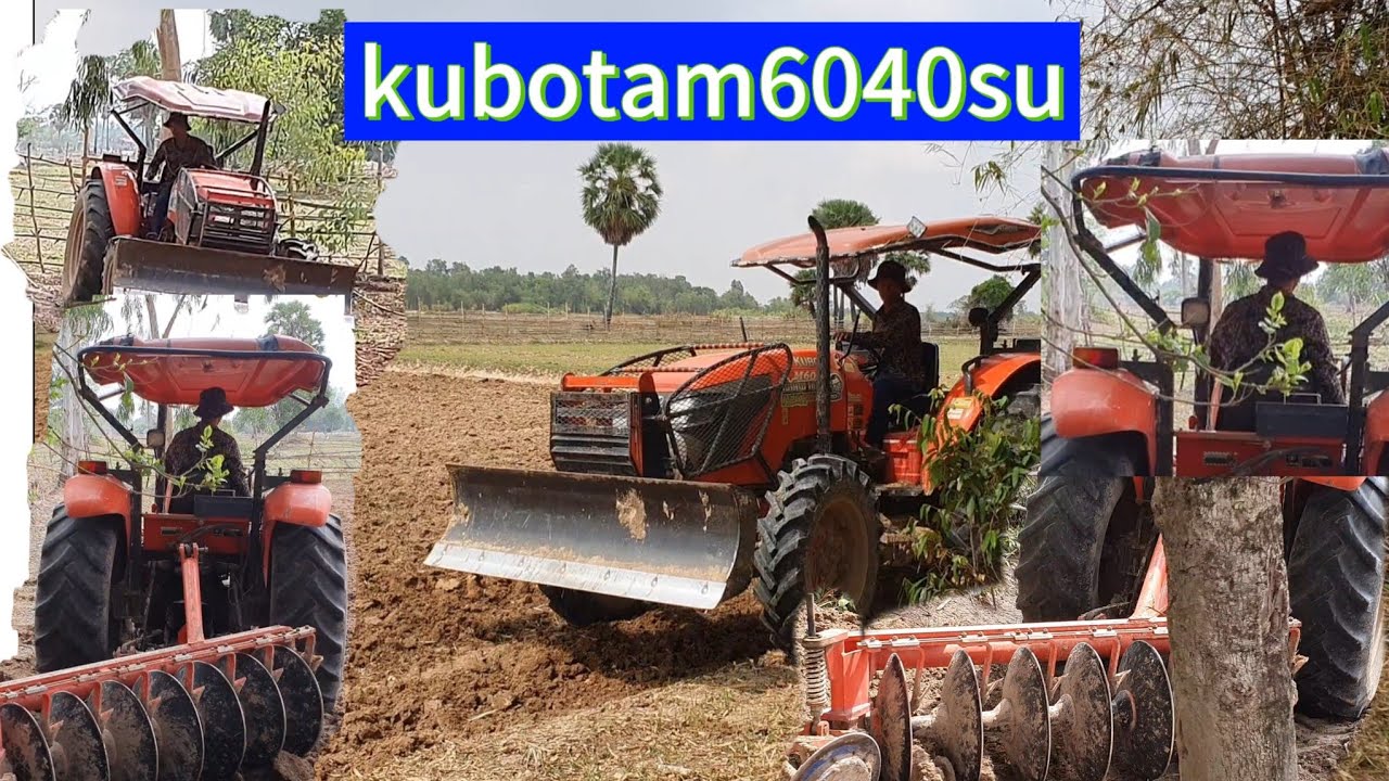 #How to drive tractor kubotam6040 #របៀបភ្ជួរដីស្រែអោយបានស្អាត #របៀបភ្ជួរដីស្រែកាត់ក្បាលងាអោយបានស្អាត