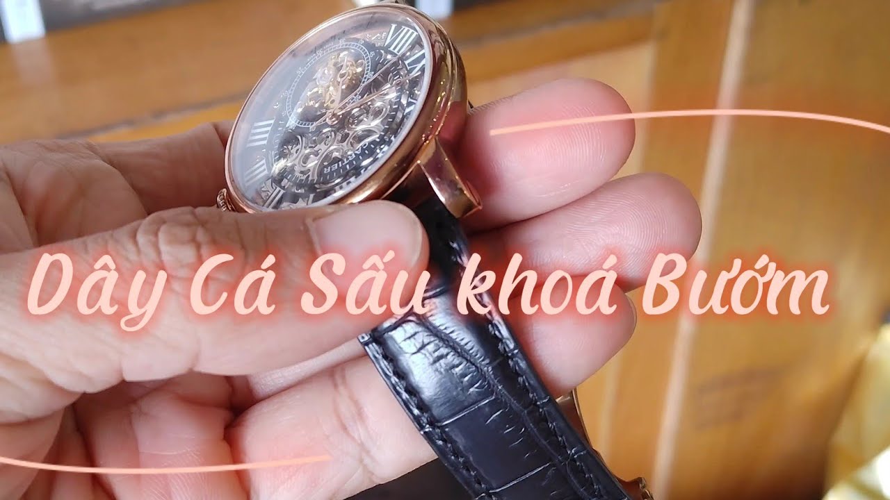 May thủ công dây đồng hồ da Cá Sấu cao cấp