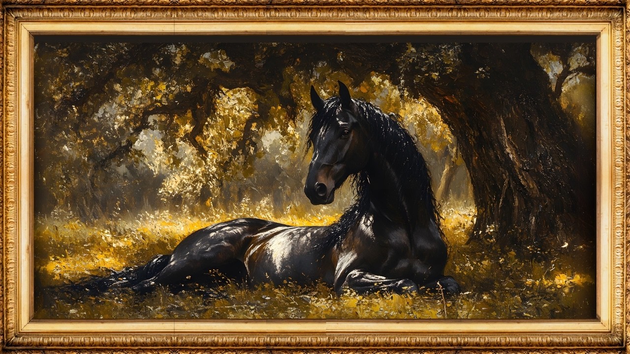 Majestic Black Horse Oil Painting for TV | Frame Art TV Screensaver | 4K Visuals | 2 Hours