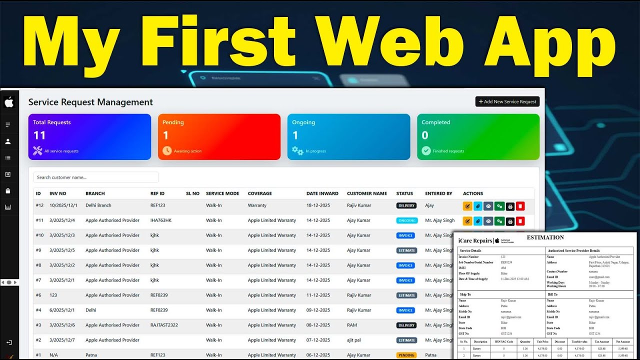 I Built My First Web Application for Authorized Mobile Repair & Service Center 🚀