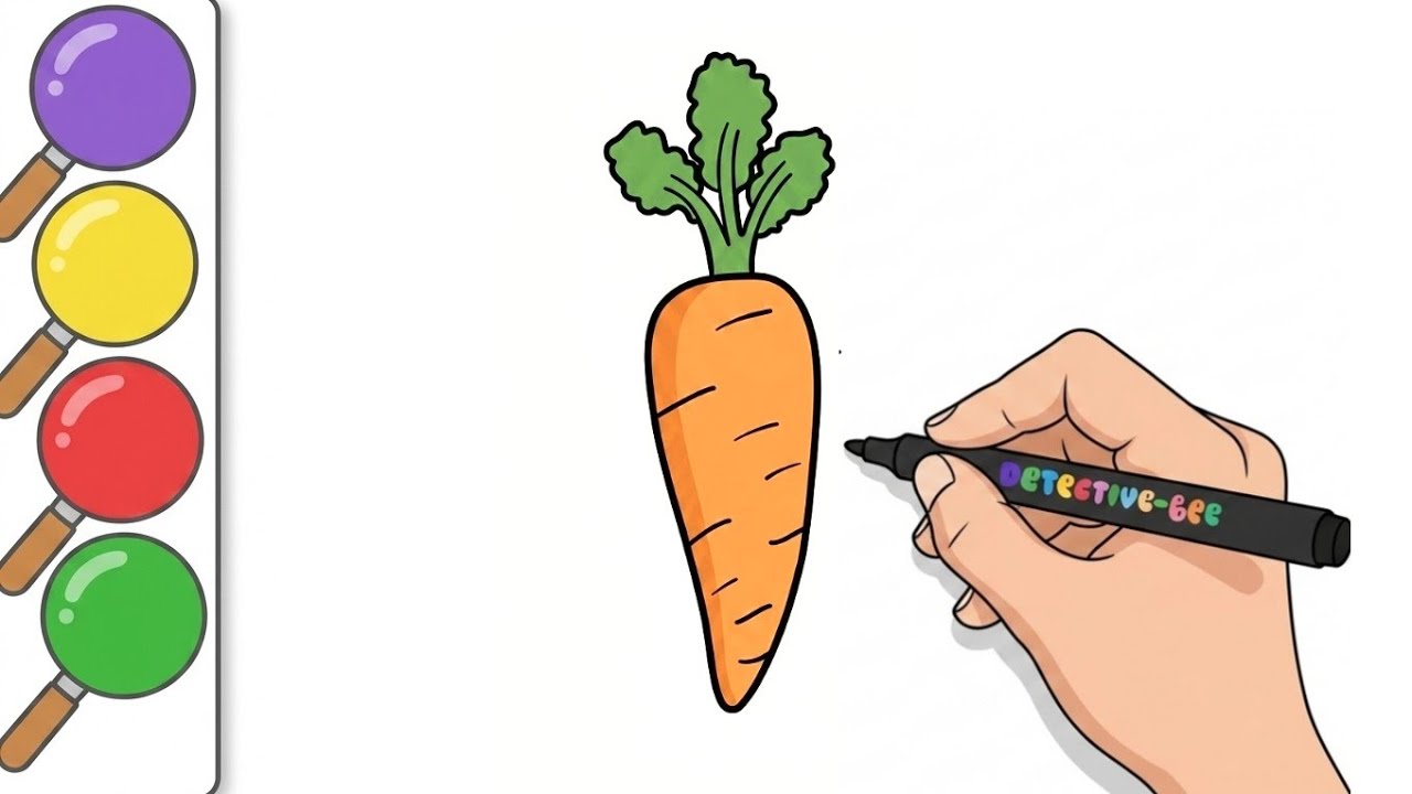 COLORING CARROTS AND 4 VEGETABLES | DRAWING AND COLORING