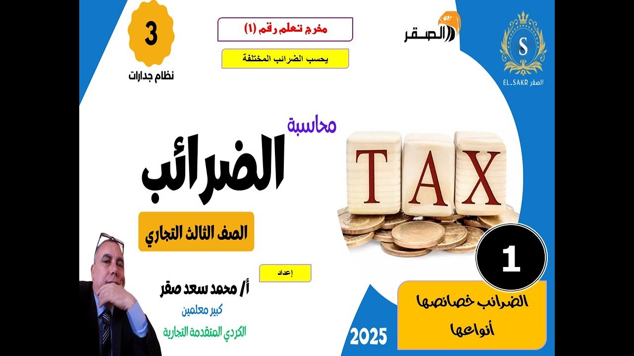 01  محاسبة الضرائب   حلقة (1) الضريبة خصائصها أنواعها - جدارات الصف الثالث التجاري    الصقر 2025