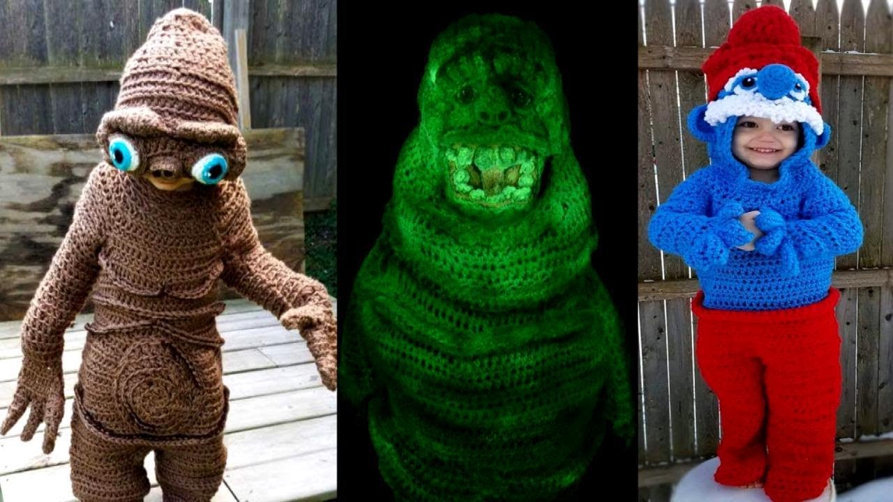 Ohio Mom Crochets E.T., Slimer and Smurf Costumes for Her Kids