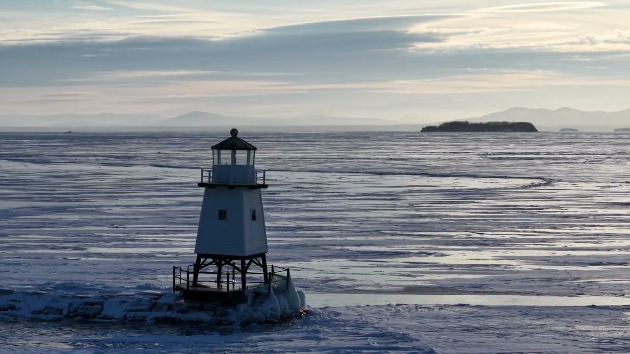 Exploring the Burlington, Vermont skyline on a cold February day