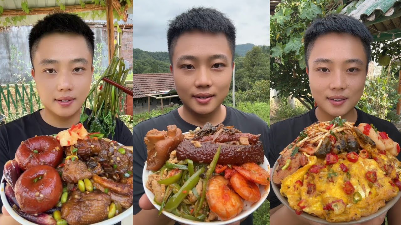 Yummy #34 Eat Meat 🍖🥓🫑🌶️🦑🍲, chicken 🍗🍗, Shrimp 🦐🦐.. #mukbang #eatingshow #yummy 