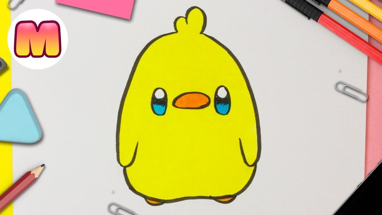 COMO DIBUJAR UN POLLITO KAWAII PASO A PASO - como dibujar animales kawaii - paso a paso