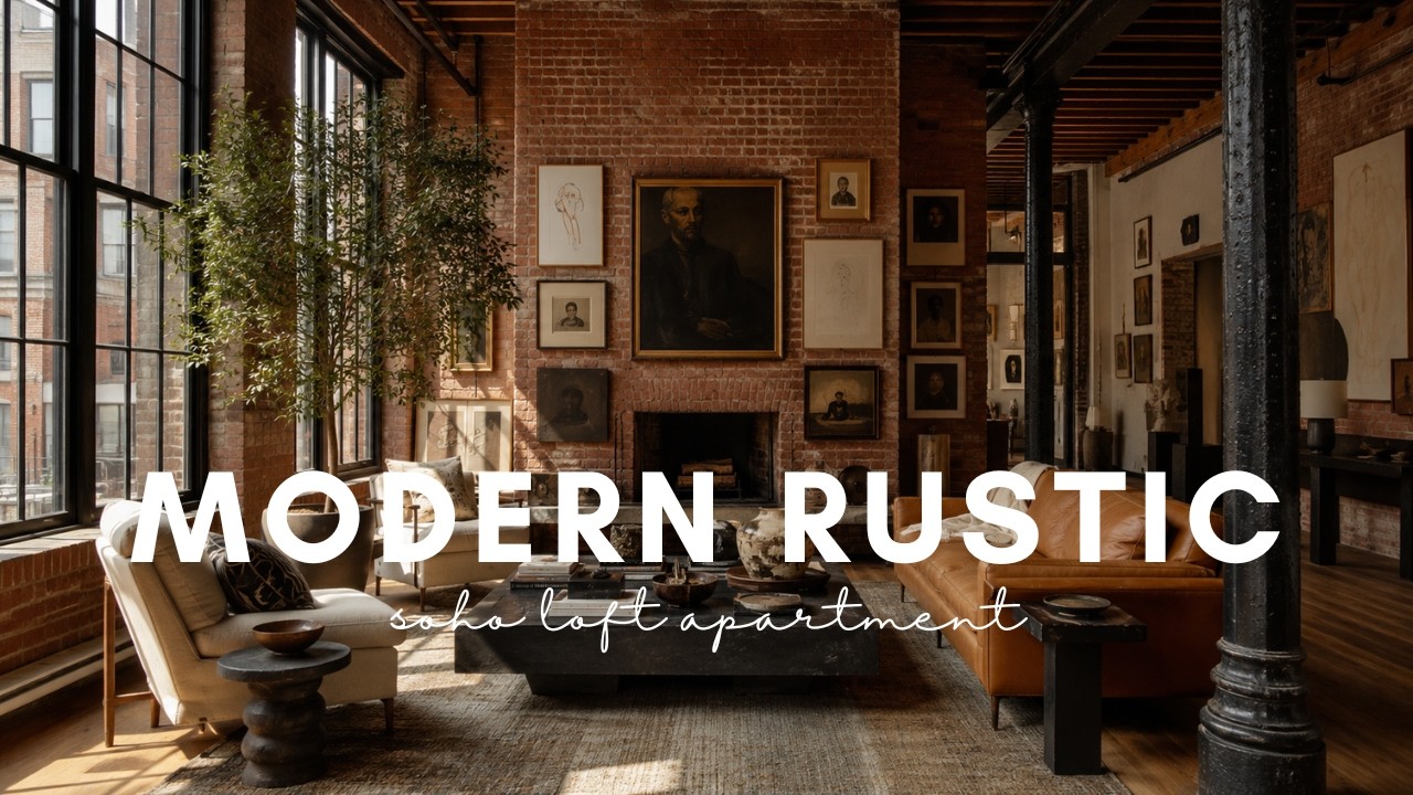 Modern Rustic SoHo Loft Apartment Inspiration | 4K Cozy Industrial Interior Ambience [4K]
