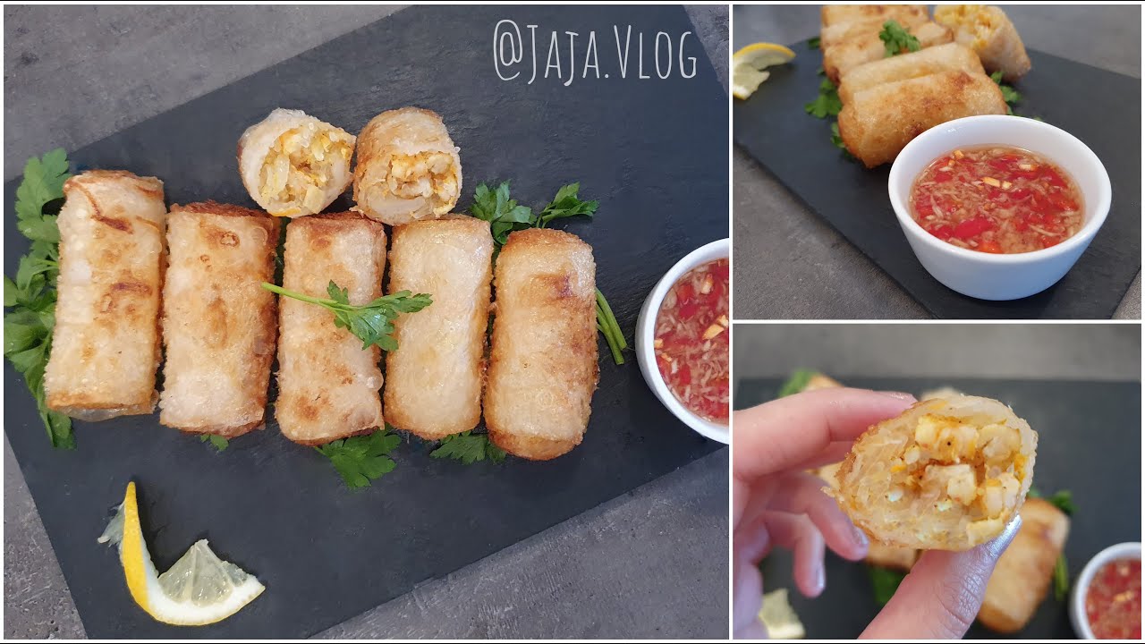 تحضير لفائف ورق الأرز الأسيوية - نيم أسيوي - سبرينغ رولز 🥢 VIETNAMESE FRIED SPRING ROLLS