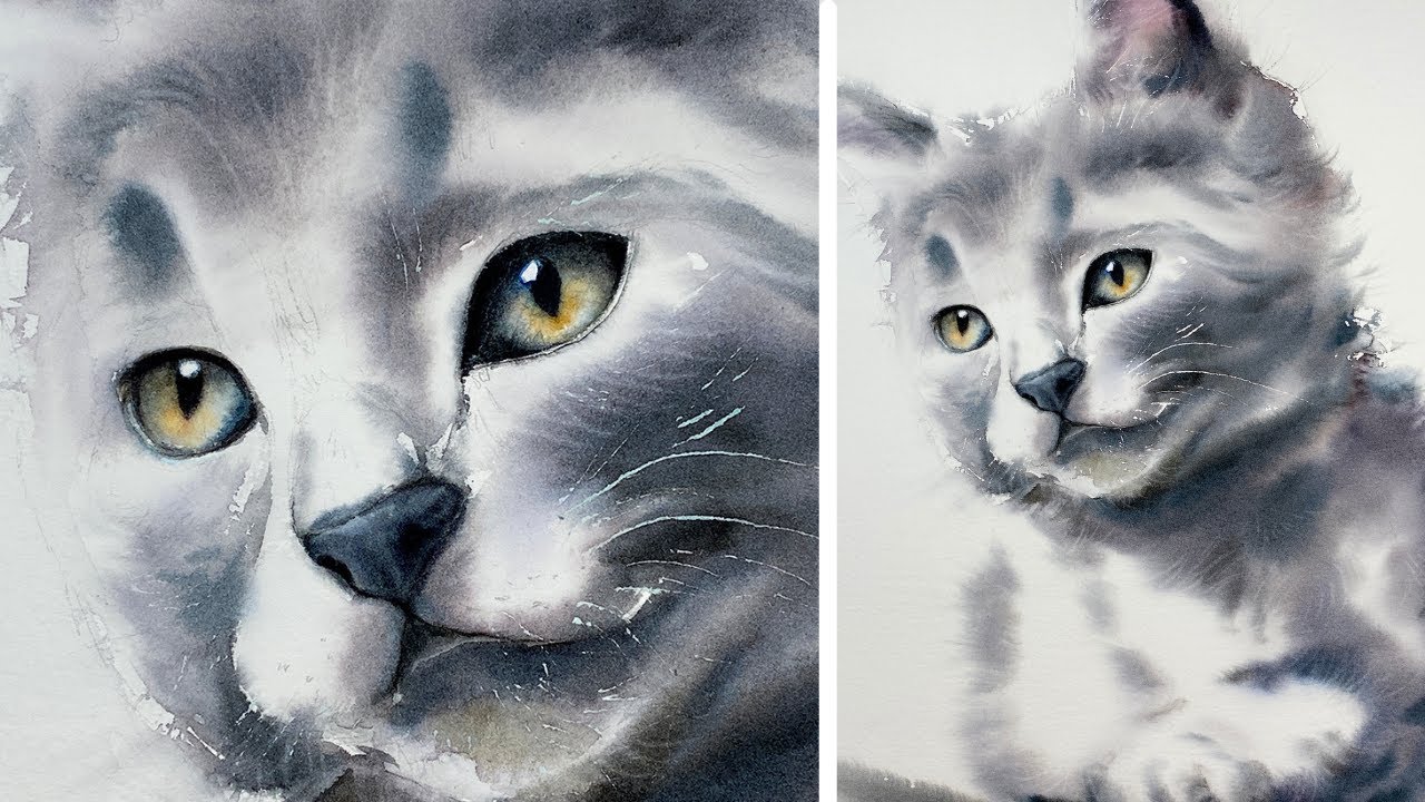 How I paint realistic cats in watercolor