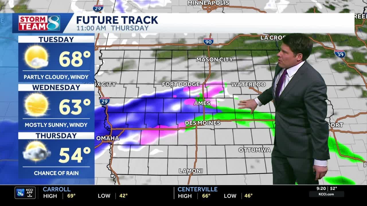 Iowa weather: Spring-like warmth lingers for a couple of days with 30s and a few flakes of snow b...