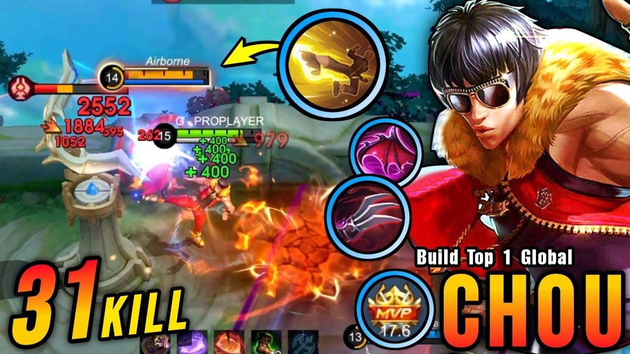 31 Kills!! Chou Crazy LifeSteal with Brutal Damage!! - Build Top 1 Global Chou ~ MLBB
