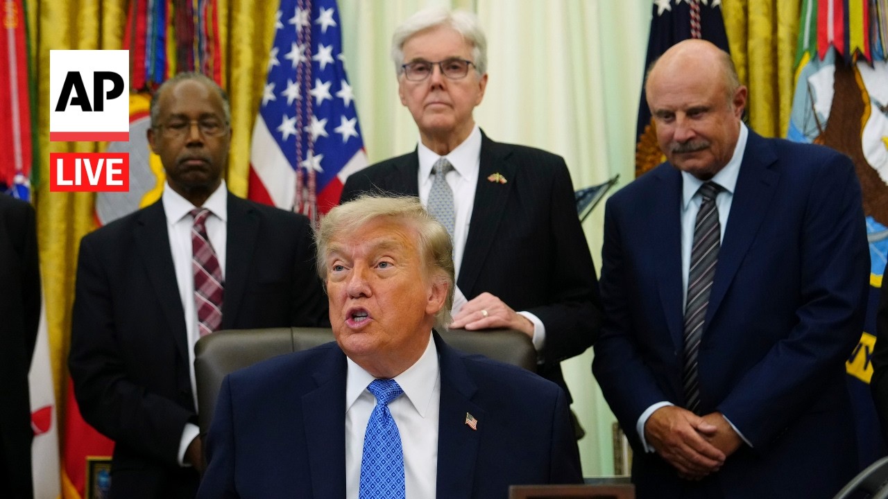 Trump participates in a policy meeting at the White House