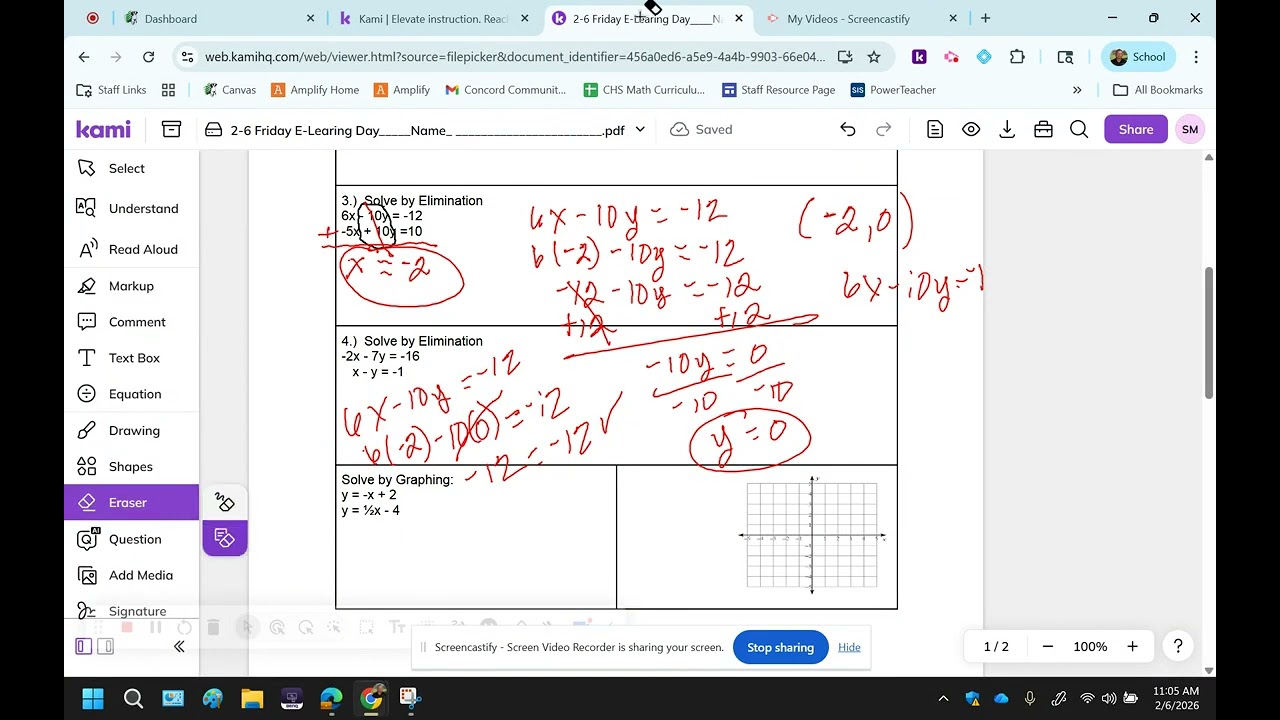 2-6 E-Learning Day Solving Systems of Equations (Substitution/Elimination/ and or by Graphing)