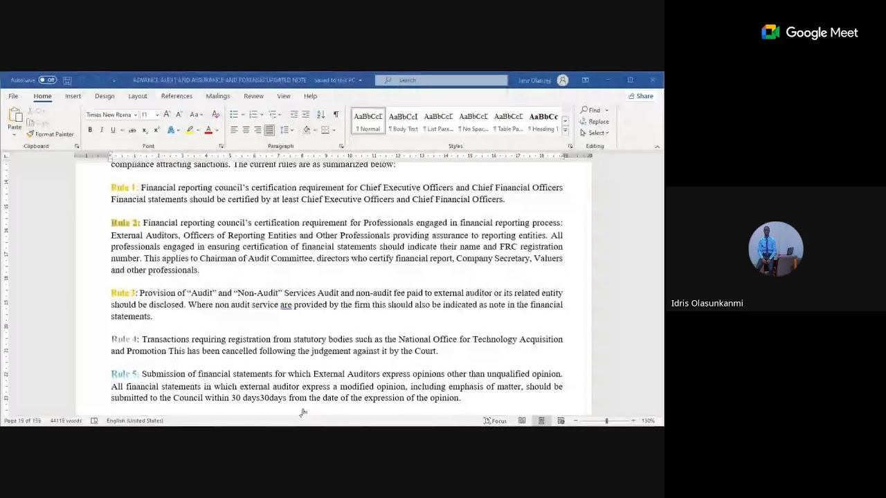 ADVANCE AUDIT AND ASSURANCE GENERAL CLASS CHAPTER 2: REGULATORY ENVIRONMENT