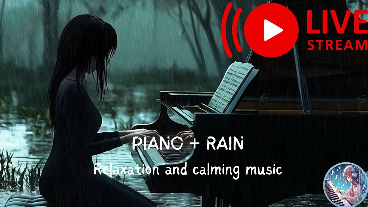 Relaxation and Study with Piano and Rain Music -  Rainy Piano Music Live Stream