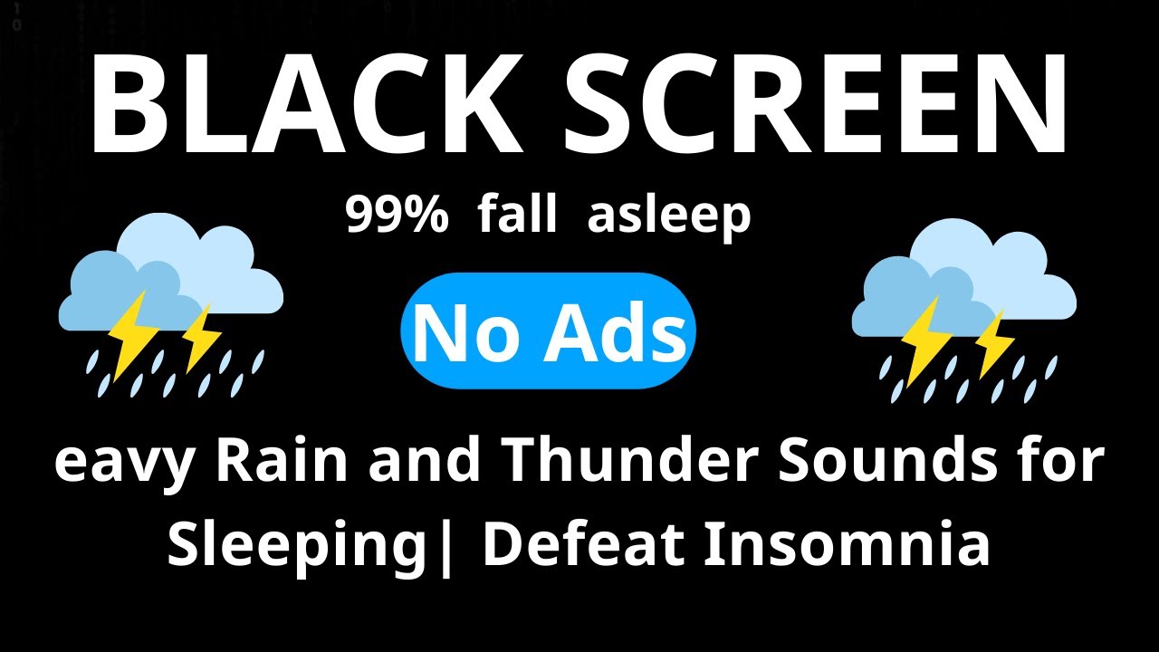 🔴 Heavy Rain and Thunder Sounds for Sleeping - Black Screen | Defeat Insomnia in 5 Minutes
