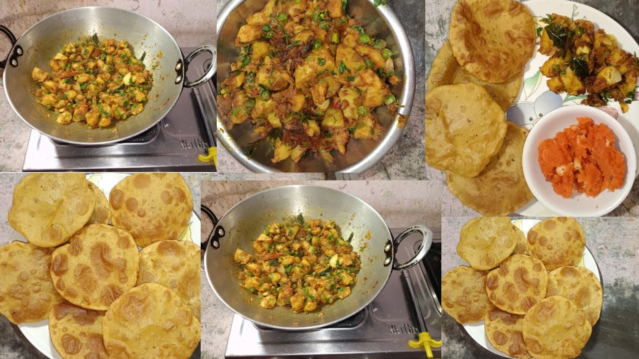 आलू मटर की टेस्टी सब्जी मुंह में डालते घुल जाने वाली पूरी#मसाला पुरी# YouTube trending video 😋👌