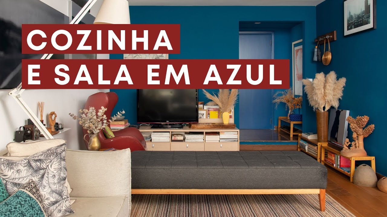 Apartamento com COZINHA INTEGRADA e muito azul