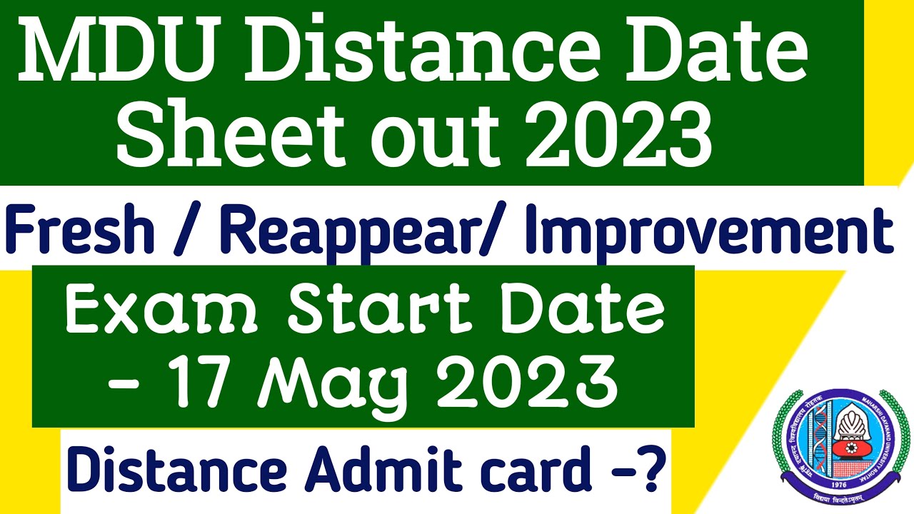 Mdu distance date sheet 2023 | Mdu distance Reappear datesheet 2023 | Mdu dde latest datesheet 2023