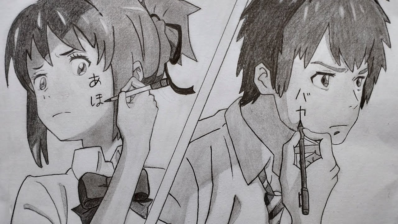 Mitsuha and Taki Drawing