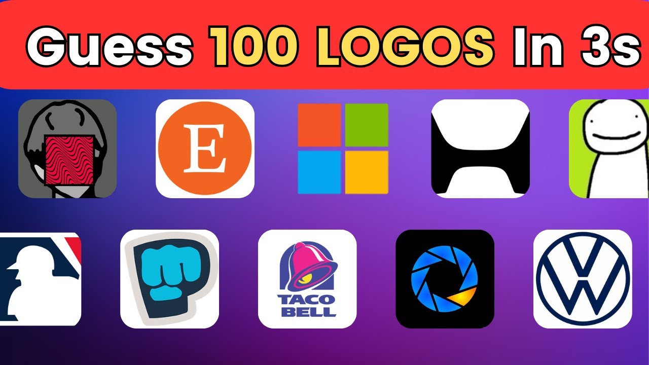 🚀 Can You Guess These 100 Logos? |  3s Quiz Challenge!