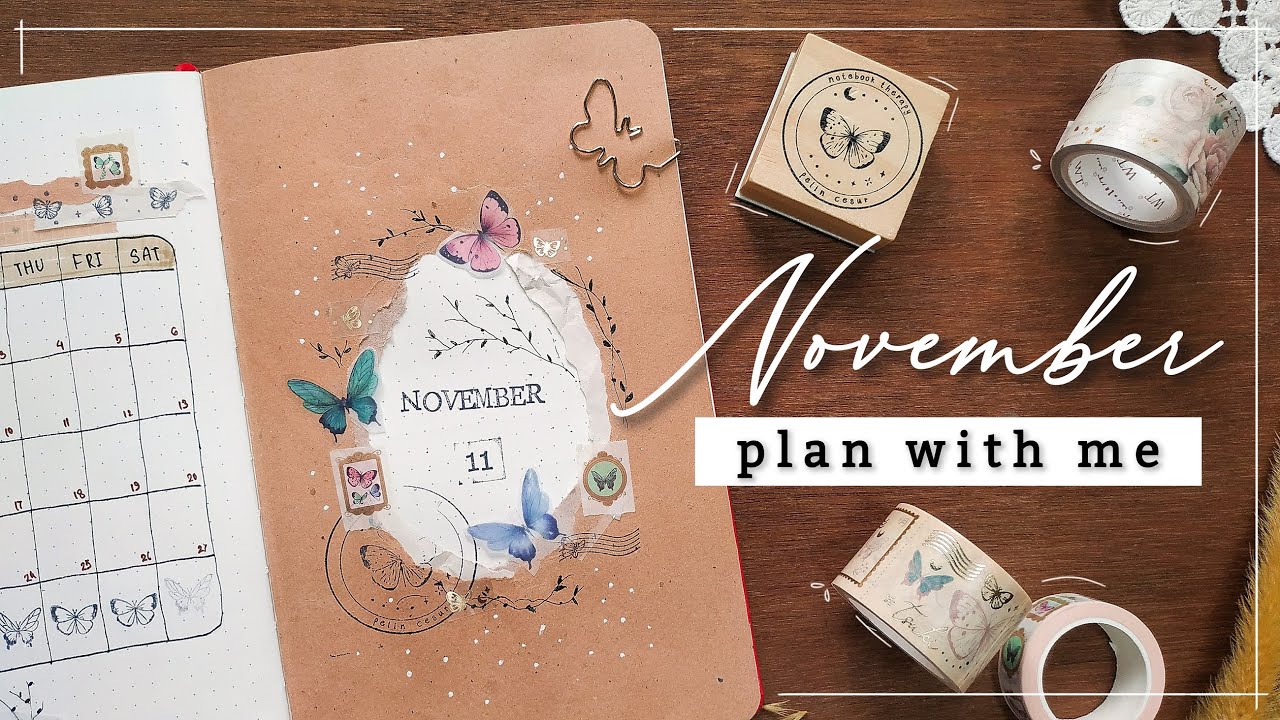 November 2021 Bullet Journal Setup | Butterfly and Junk Journal Theme | Plan With Me