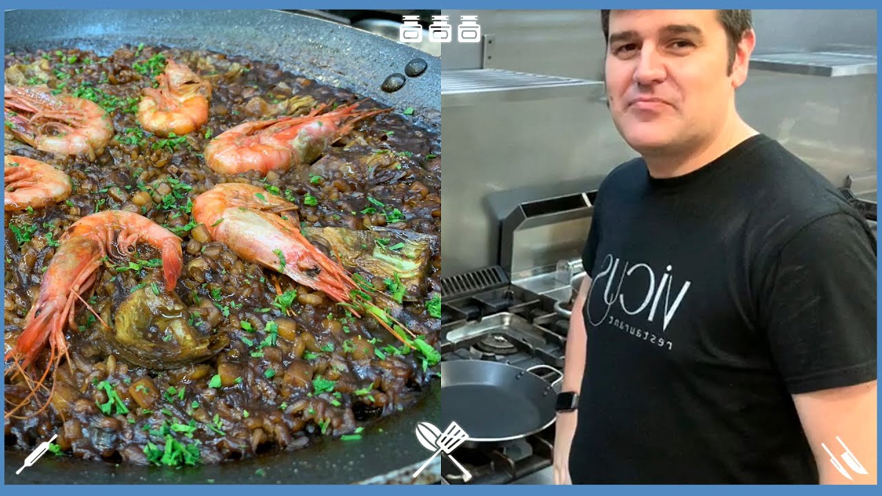 Com fer un arròs sec amb gambes, sípia i carxofes? Recepta del restaurant Vicus de Pals
