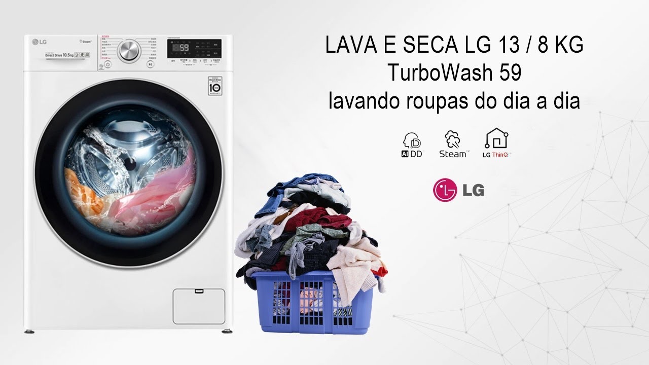 Lava e Seca LG VC4 13kg/8kg com AIDD (CV5013WC4) TurboWash 59