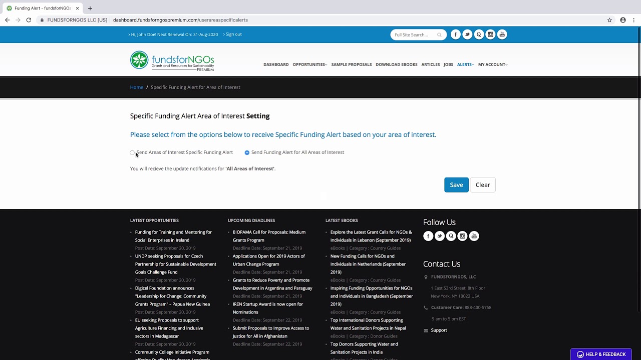 Specific Funding Alerts   fundsforNGOs Premium Membership