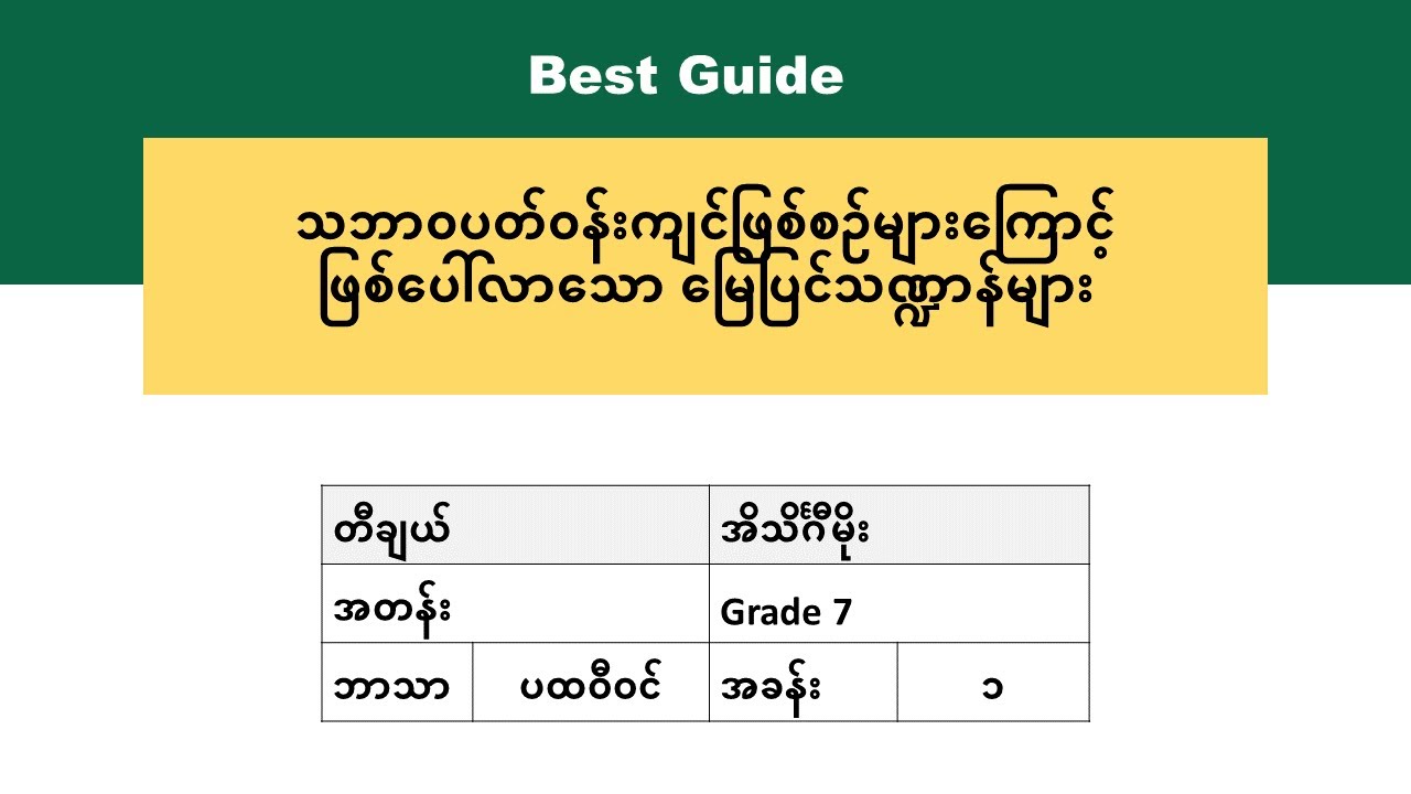 [BG] Grade 7 Geography - အခန်း(၁)