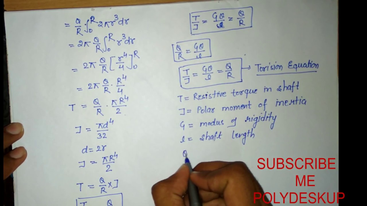 torsion equation derivation || hindi & English || material of science || civil mantra
