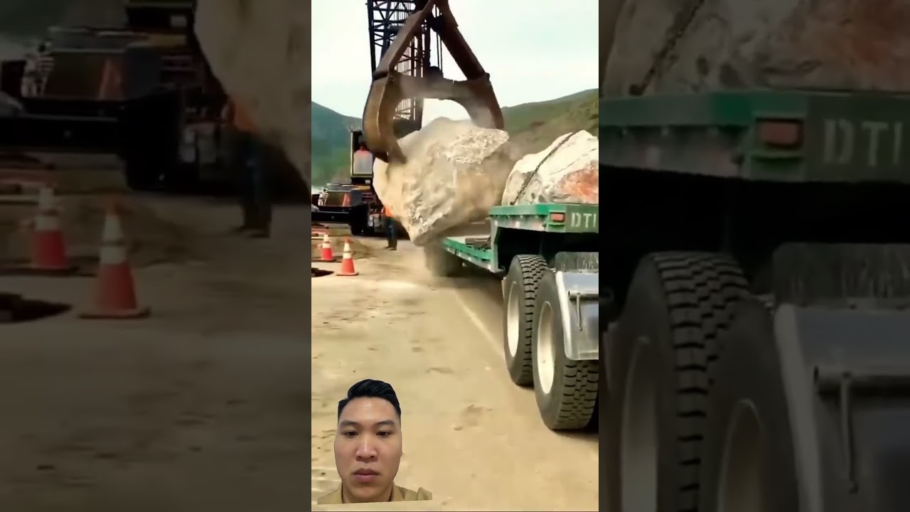 Cẩu đ&aacute; qu&aacute; nguy hiểm #excavator #jcb #automobile