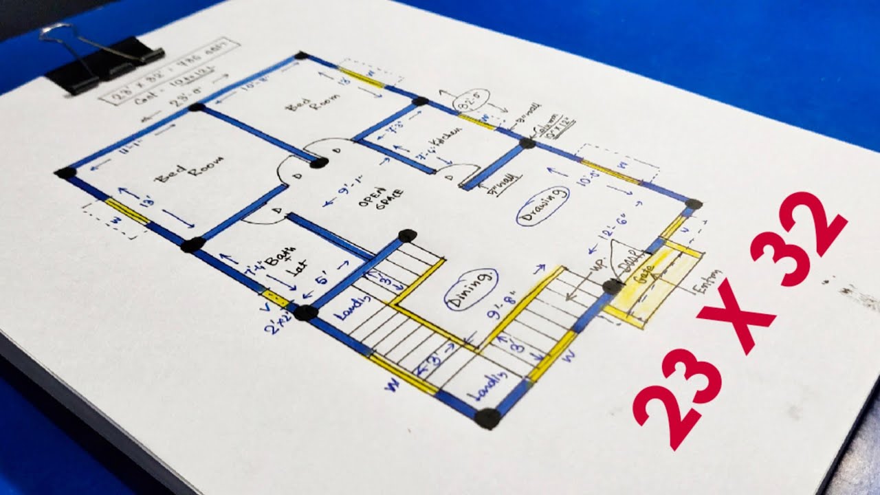 23 x 32 village house plan II 23 x 32 ghar ka design II 23 x 32 floor plan design