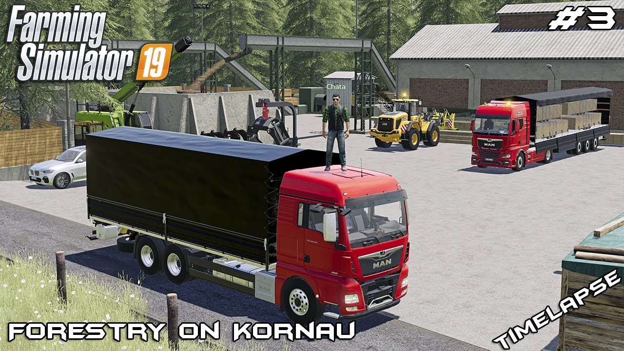 Transporting boards & beam w @ChataModding | Forestry on Kornau | Farming Simulator 19 | Episode 3