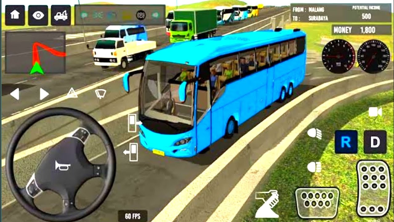 🤩Blue Bus💁Driving Gameplay 🚍 Bus Simulator Indonesia🌺Realistic Bus Driving Game