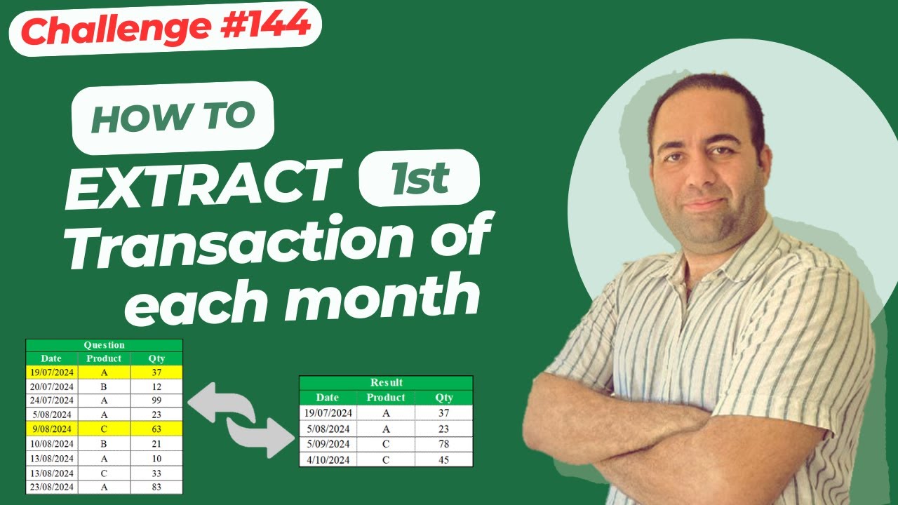 Extract First Date Row of Each Month in Power Query Challenge 144