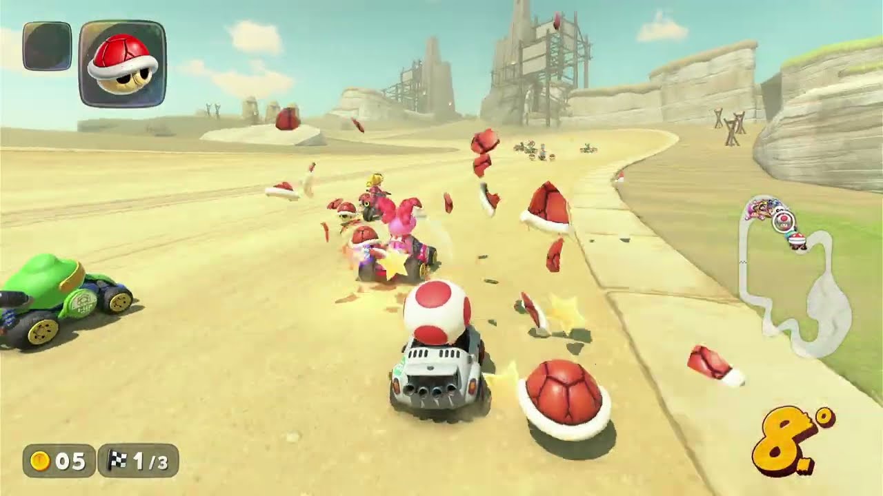 Mario Kart World - Carrera personalizada, solo Caparazones Rojos.