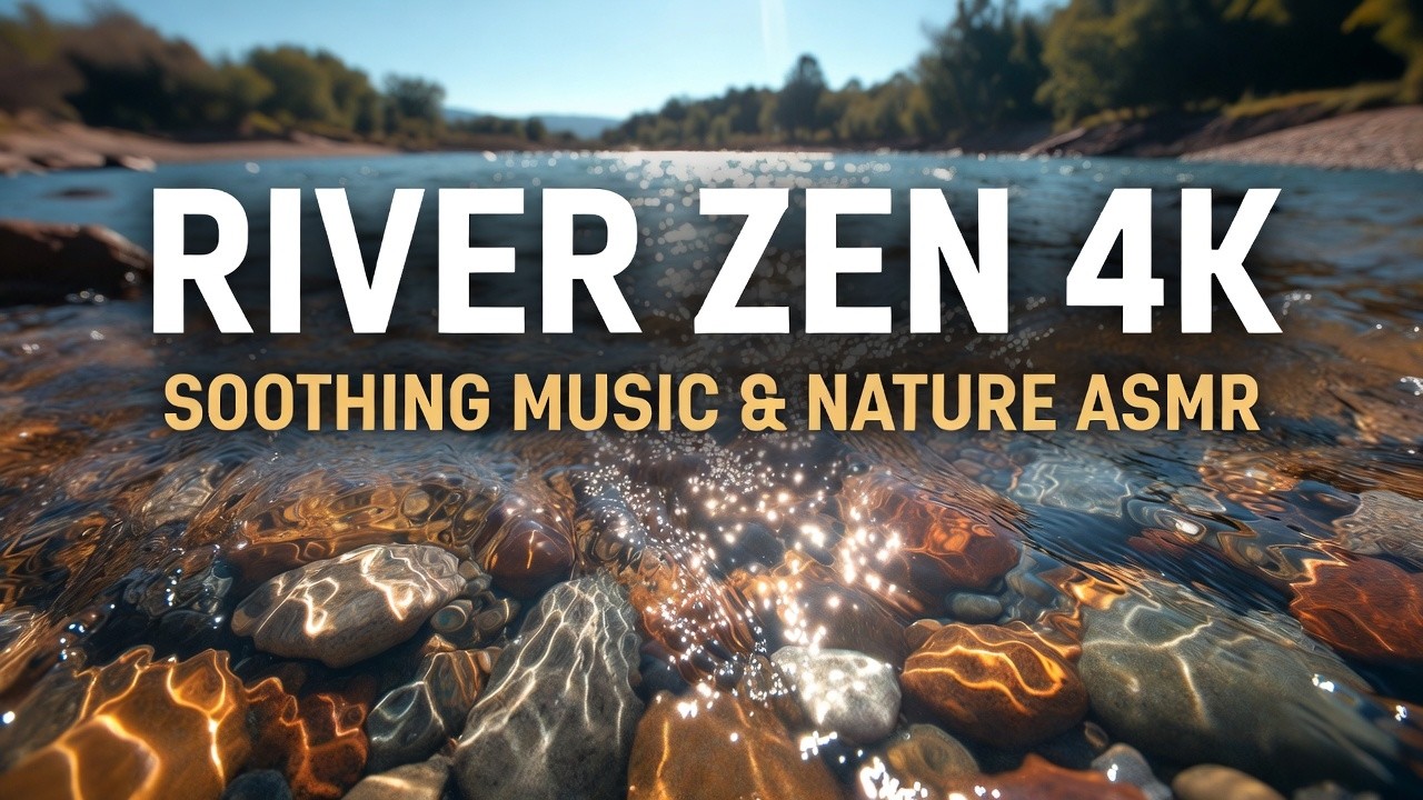 Spring River Zen 🌿 Soft Ambient Music & Pure Water ASMR | 4K UHD #nature #stone #water