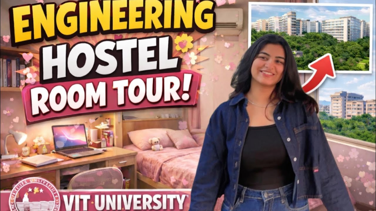 GIRLS HOSTEL ROOM TOUR of VIT Bhopal 🌟💗 1st year engineering student #hostelroomtour #vitbhopal 