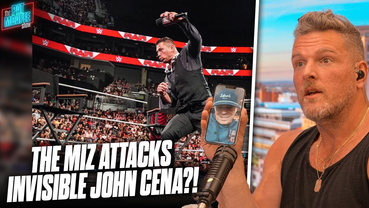 Pat McAfee Talks To The Miz About His Match With Invisible John Cena On Monday Night Raw