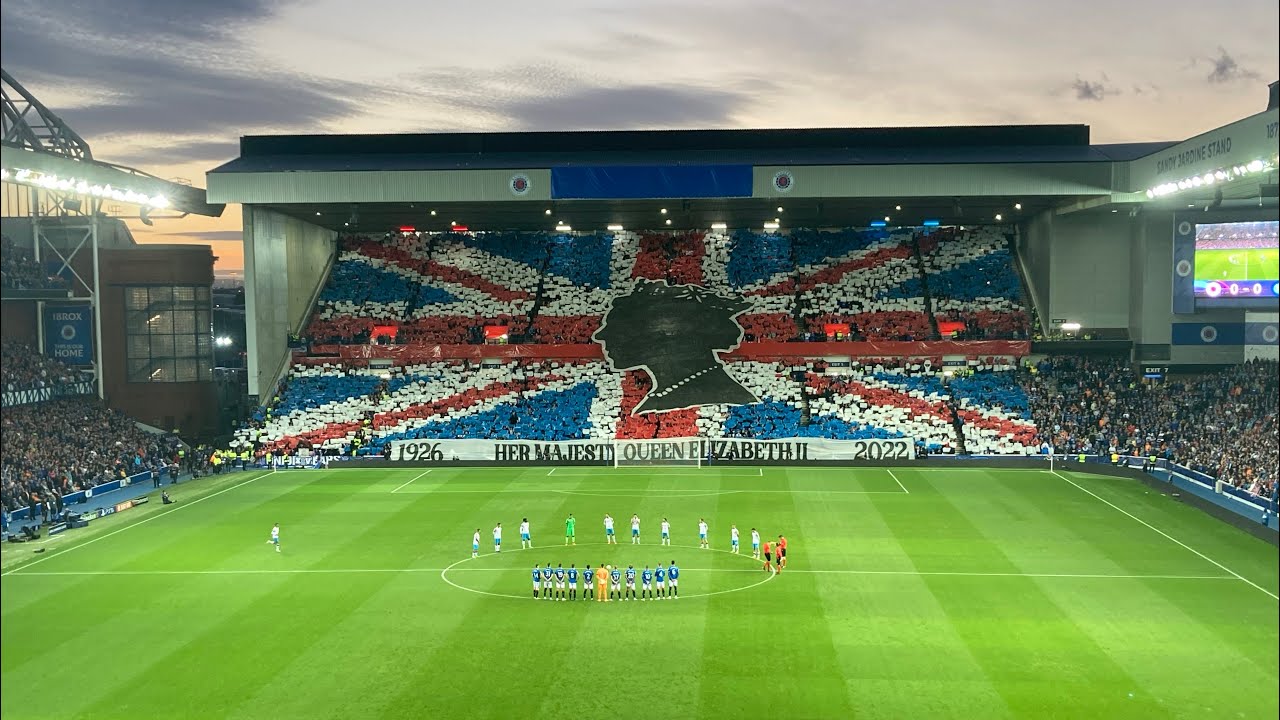 Rangers 0-3 Napoli UCL, Rangers fans Display Queen Elizabeth II Tribute & sing God Save the King