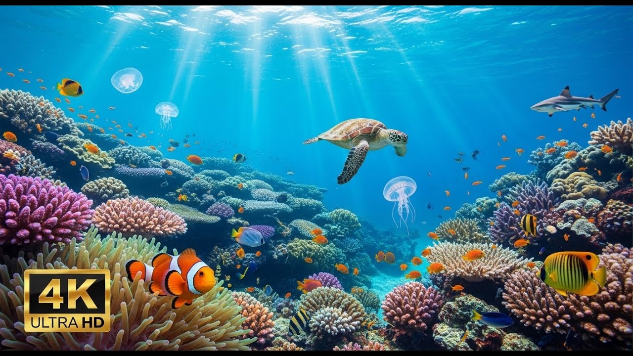 🐠 Stunning Coral Reef 4K – Relaxation Music with Beautiful Underwater Life