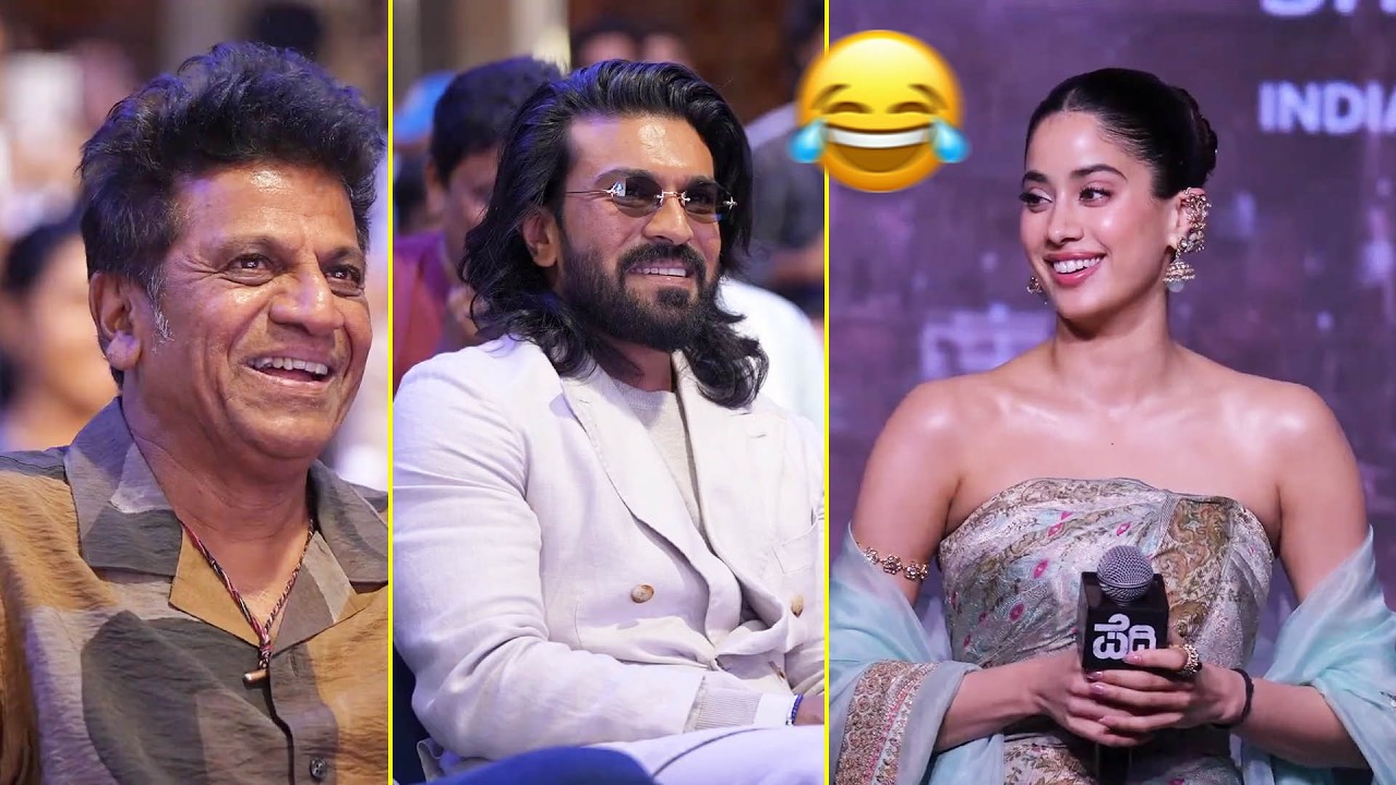 Janhvi Kapoor Hilarious Speech 😂 | Ram Charan & Shiva Rajkumar Reaction at PEDDI Event