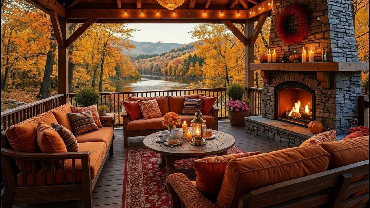 Lakeside Autumn Jazz ?? Smooth Cozy Porch Ambience for Studying & Deep Relaxation|