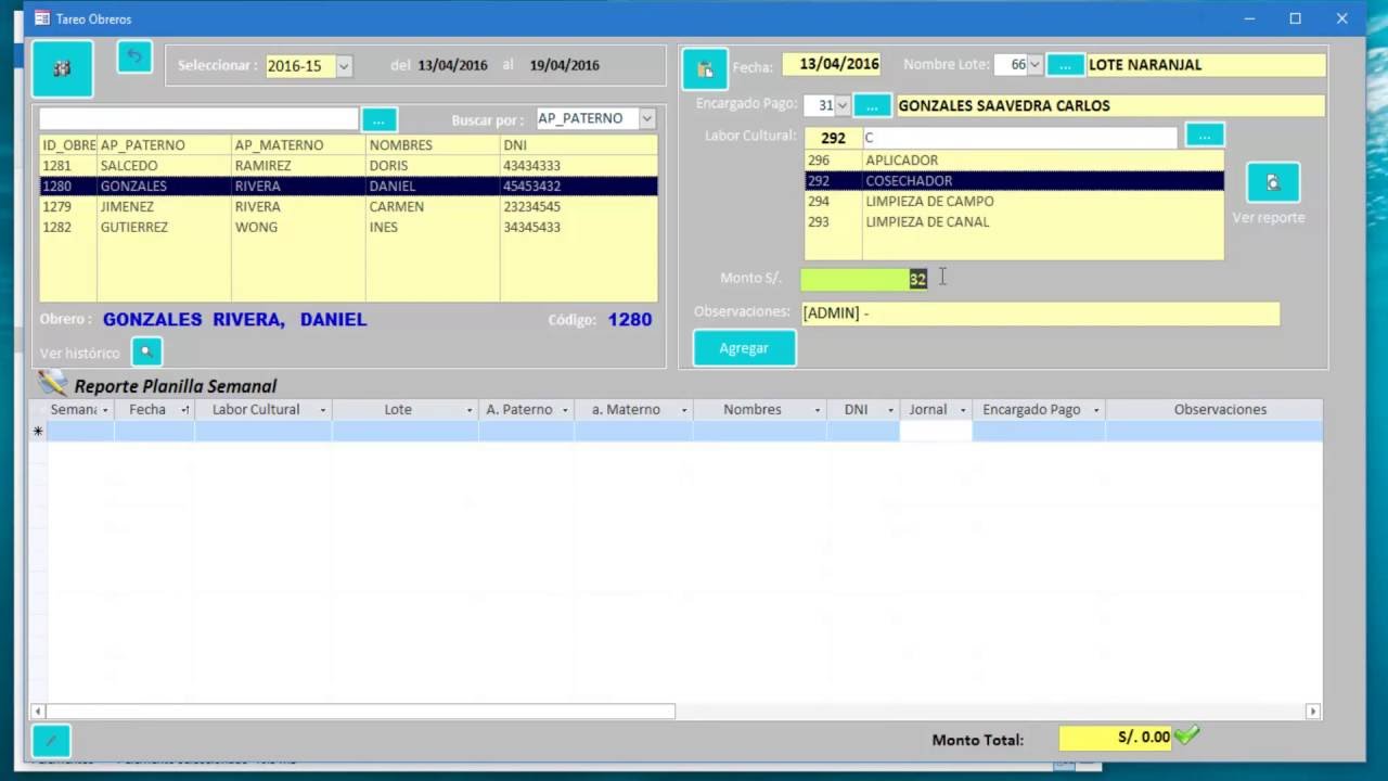 APLICACION ACCESS PARA CONTROL DE NOMINAS O PLANILLAS