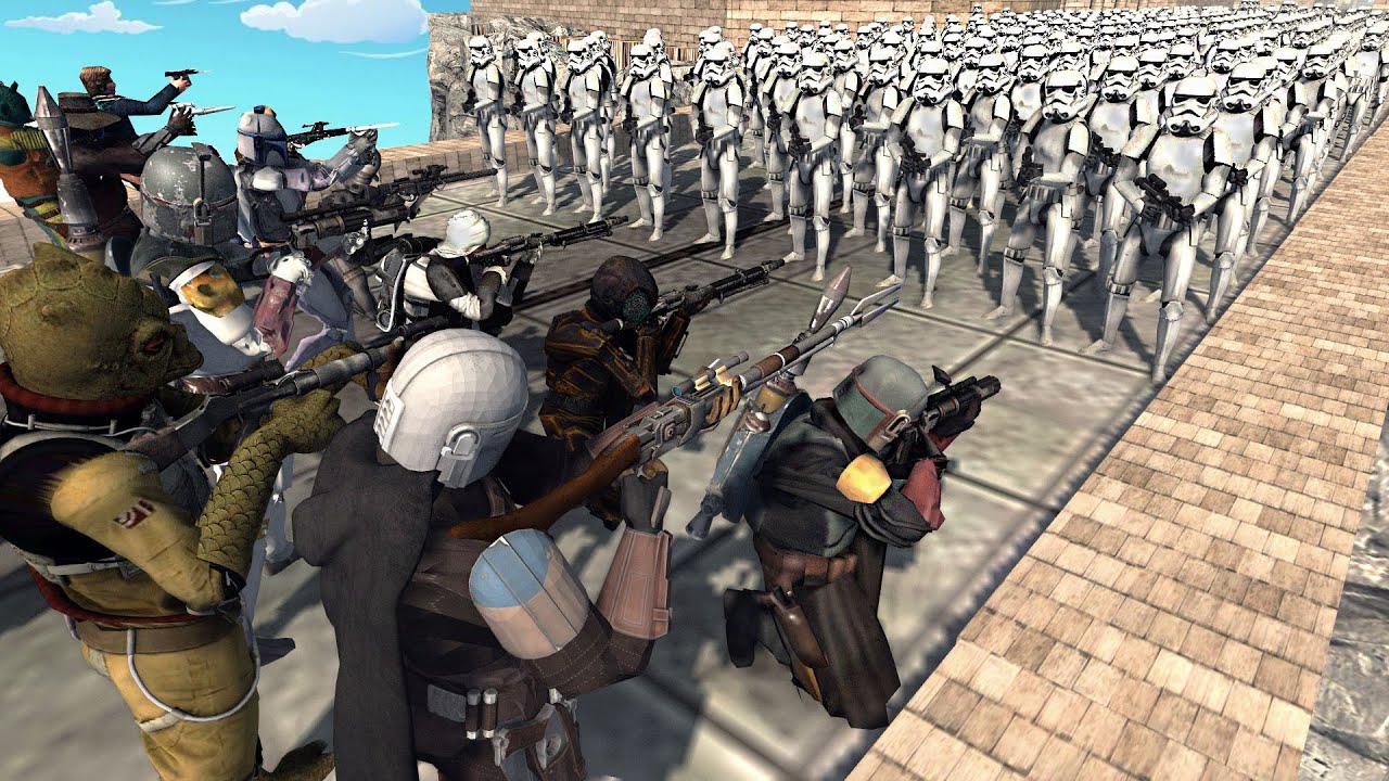 All Star Wars BOUNTY HUNTER Bridge Defense VS 3,000 STORMTROOPERS! - Men of War: Star Wars Mod
