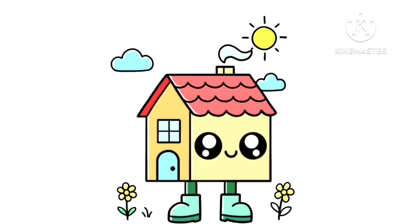 رسم بيت سهل/رسم بيت كيوت/ رسم منزل كيوت/رسم منزل بسيط للاطفال/رسم سهل كيوت/how to draw a cute house 