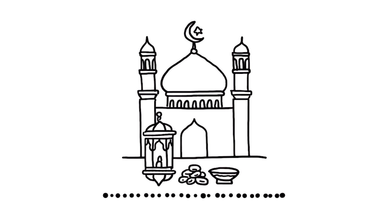 Simple & Beautiful Ramadan Kareem Drawing 🌙 \ How to Draw Ramadan MosqueFunandLearnn