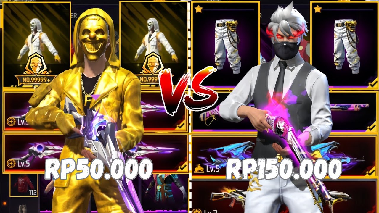 REVIEW AKUN FF HARGA 50.000 VS 150.000!! ADA SG REAPER🥶🔥