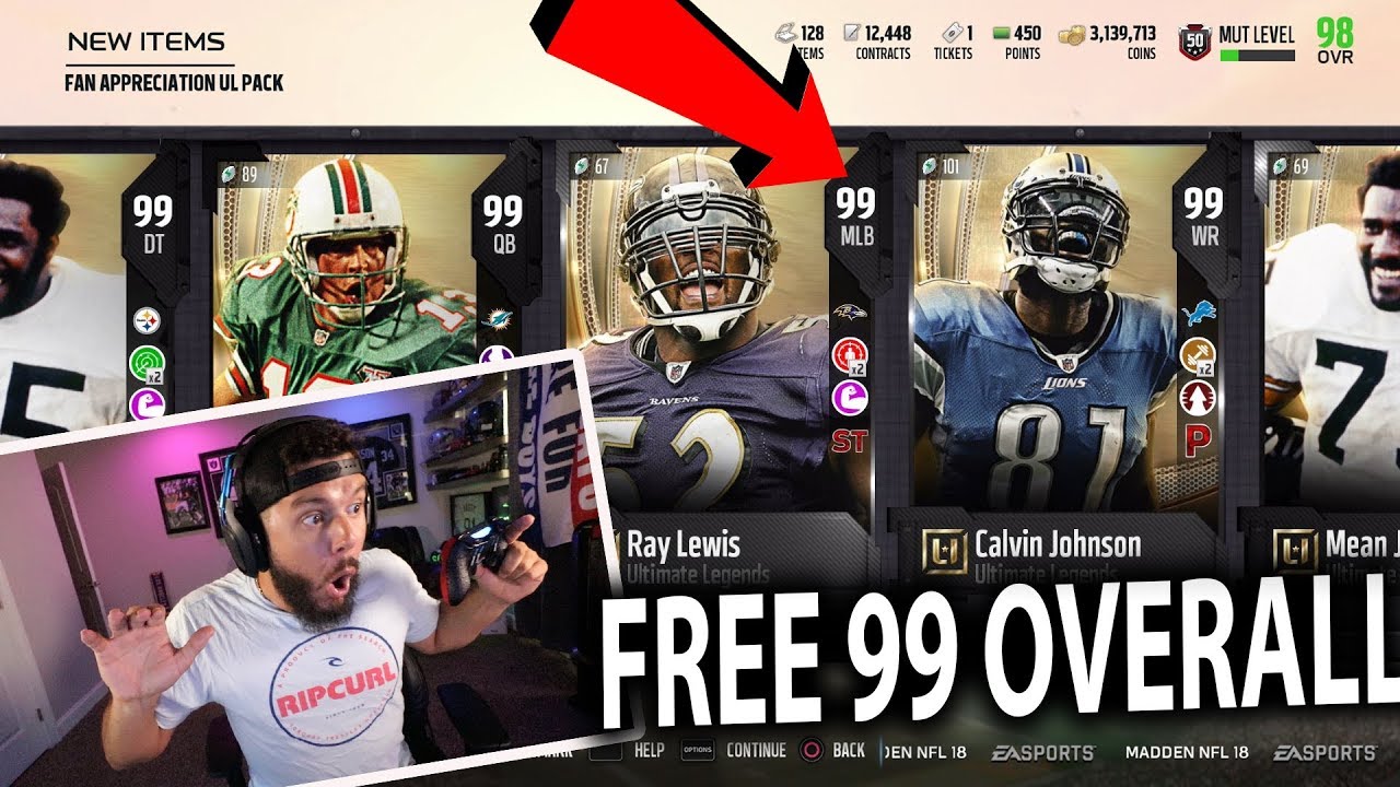 HOW TO GET A *FREE* 99 OVERALL ULTIMATE LEGEND PULL!!! MADDEN 18 ULTIMATE TEAM